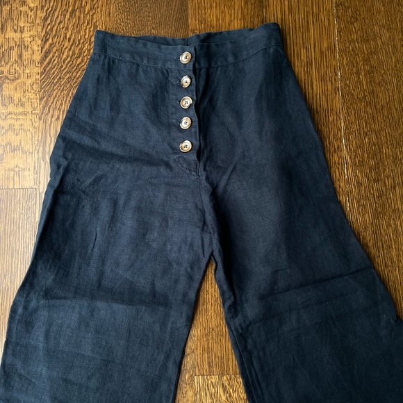 Bug clothing navy linen wide leg high waisted Magda pants - Picture 2 of 8